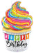 Giant Happy Birthday Cupcake Foil Balloon, 5 ft