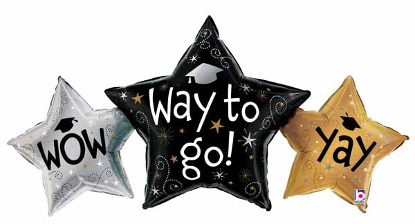 Way to Go Grad Stars 43-Inch Foil Balloon