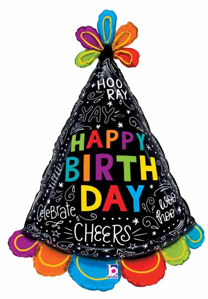 Happy Birthday Hat Doodles 31-Inch Foil Balloon
