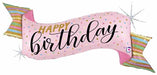 45" Pastel Happy Birthday Banner Holographic Foil Balloon