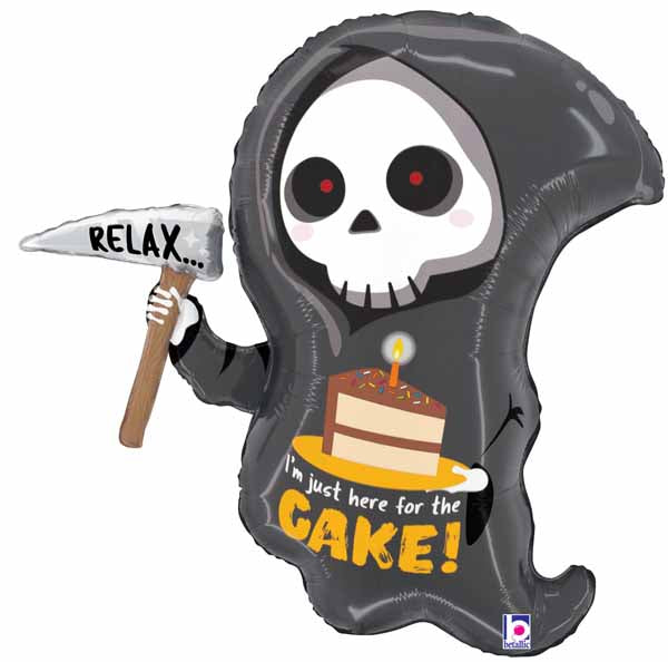 25-Inch Grim Reaper Birthday Cake Foil Balloon