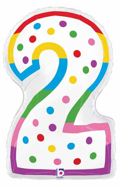 Number 2 Birthday Candle Foil Balloon, 24 Inch