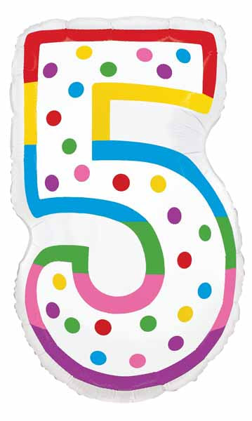 Number 5 Birthday Candle Foil Balloon, 24 Inch
