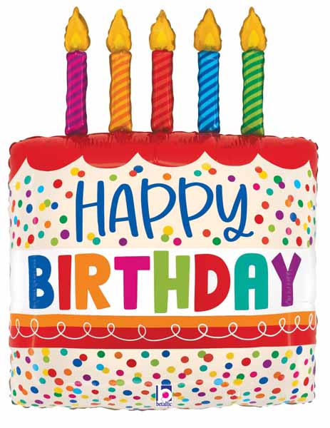 Happy Birthday Cake with Bright Candles 30" Foil Balloon