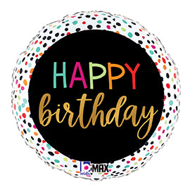 Colourful Dots Birthday Foil Balloon, 18 Inch Round