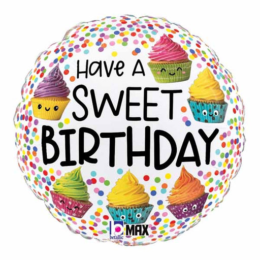 Cute Cupcakes Birthday 18-Inch Round Foil Balloon