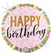 Pastel Stripes Happy Birthday Holographic Foil Balloon, 18 Inch
