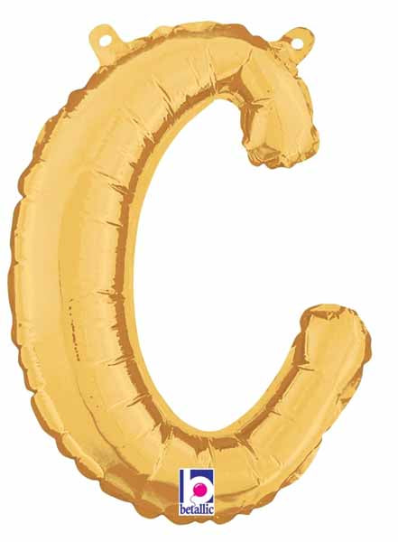 14" Gold Script Letter C Balloon