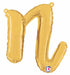14" Gold Script Letter N Balloon