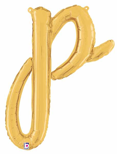 14-Inch Gold Script Letter P Balloon