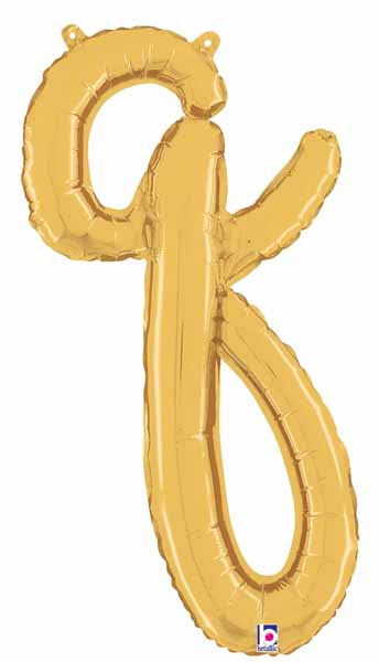 14" Gold Script Letter Q Balloon