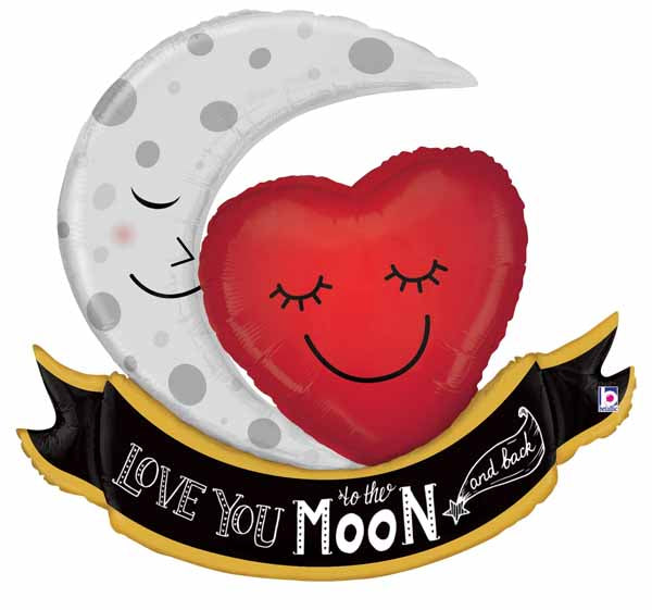 Vintage Moon & Back Love 42" Foil Balloon