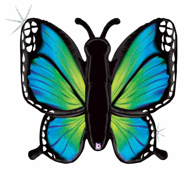 Blue Butterfly 46-Inch Holographic Foil Balloon