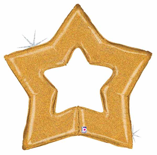 48-Inch Gold Holographic Linking Star Foil Balloon