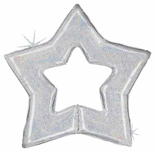 48-Inch Silver Holographic Linking Star Foil Balloon
