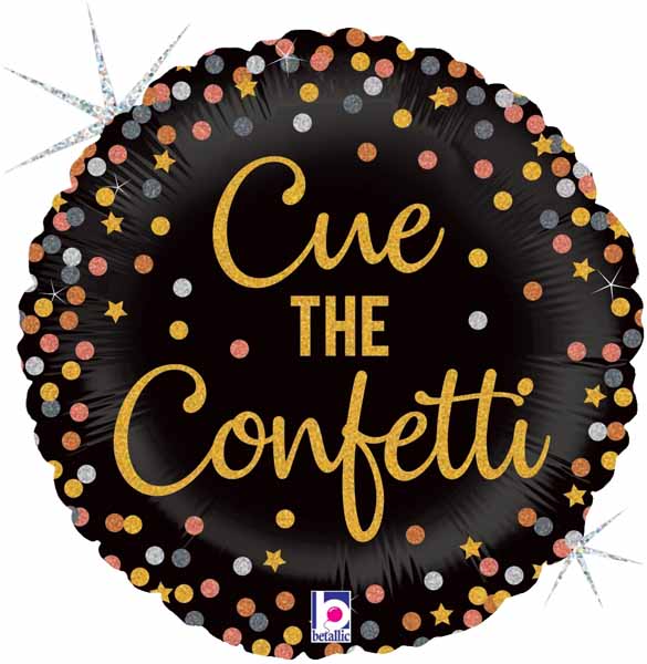 Cue the Confetti 18-Inch Round Holographic Foil Balloon
