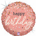Rose Gold Confetti Happy Birthday 18-Inch Holographic Foil Balloon