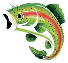 29-Inch Rainbow Trout Holographic Foil Balloon