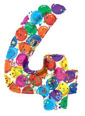 Party Megaloons Number 4 Balloon, 40 Inch
