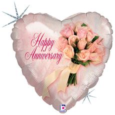 Anniversary Bouquet Holographic Foil Balloon, 18 Inch