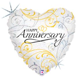 Filigree Anniversary 18-Inch Holographic Foil Balloon