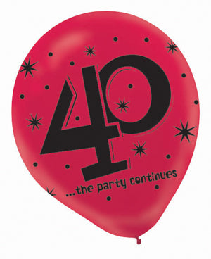 The Party Continues 40th Birthday Latex Balloons