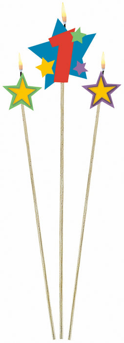 Number 1 Star Candle Stick Set, 3 Pieces