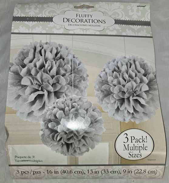 Assorted Size Fluffy Decorations, 3 Pack