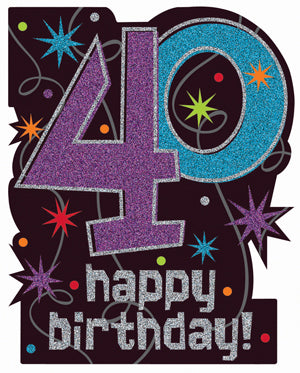 The Party Continues 40th Birthday Glitter Cutout