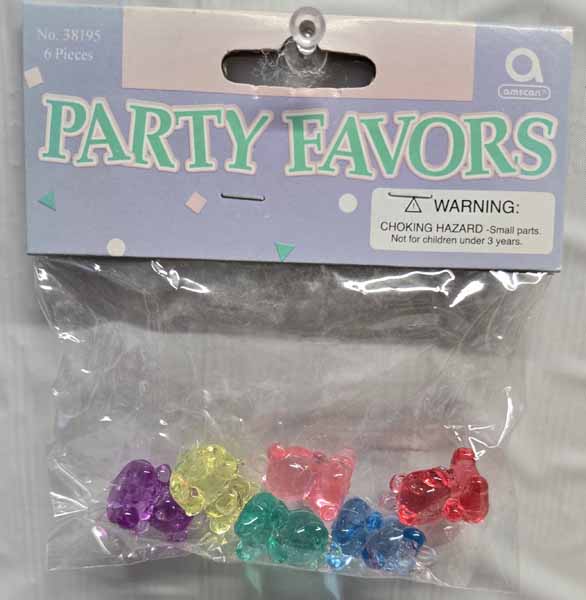 Multicoloured Mini Bear Favours, 6 Pack