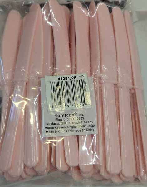 Pale Pink Plastic Knives, 50 Count