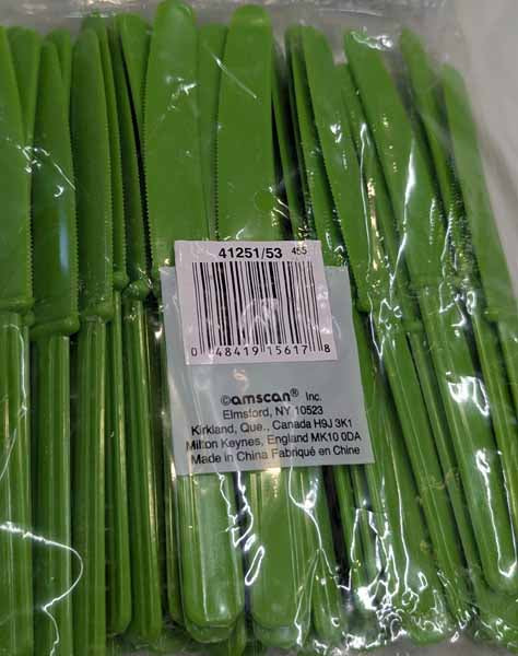 Kiwi Green Plastic Knives, 50 Count