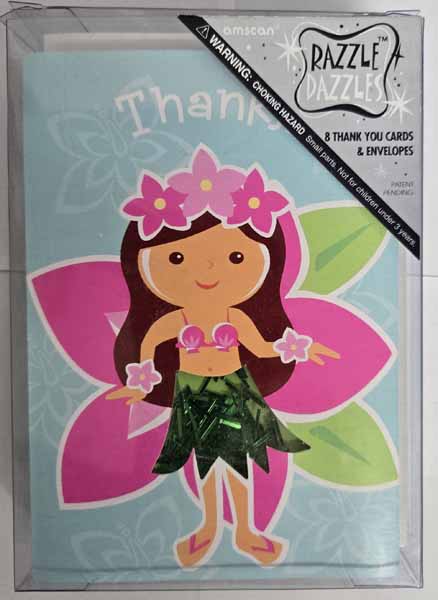 Hula Girl Shaker Thank You Cards, 8 Pack