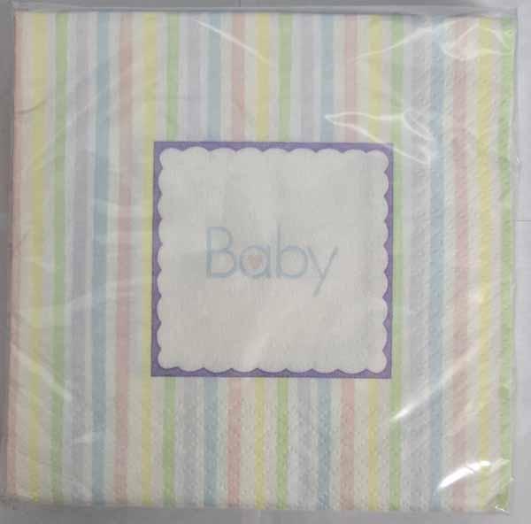 Baby Soft Stripes Beverage Napkins, 16 Count
