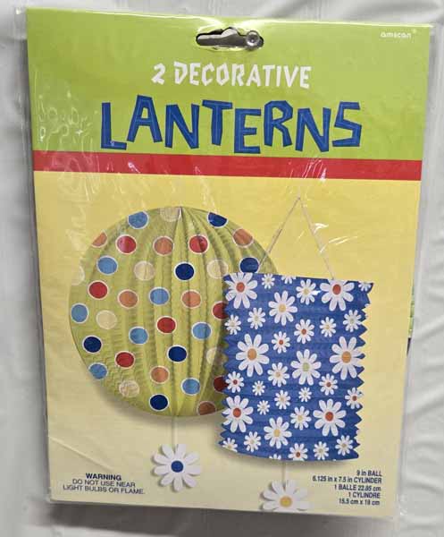 Sunny Days 9-Inch Paper Lanterns, 2-Pack
