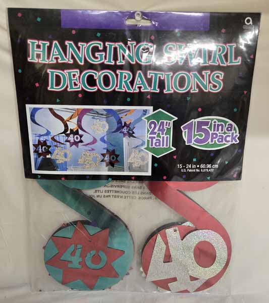 PARTY CONTINUES 40 HANG SWIRL 15PK/6CS