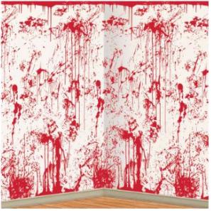 Bloody Wall Halloween Backdrop, 4 ft x 30 ft