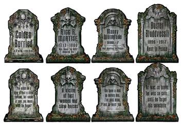 15-Inch Double-Sided Halloween Tombstone Cutouts, 4-Pack