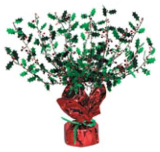 Holly & Berry Gleam Burst Christmas Centerpiece, 15 Inch