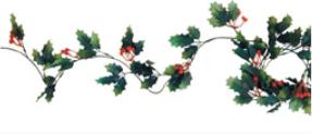 Holly & Berry Christmas Garland, 6 ft