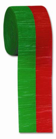 Red & Green Crepe Streamer, 30 ft