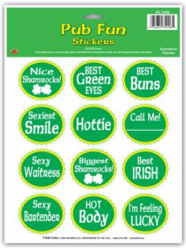 ST. PATRICK PUB FUN STICKERS 9" X 12" SH