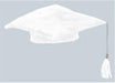 10" MEDIUM WHITE PLUSH GRAD CAP 1/PKG
