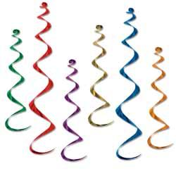 Assorted Metallic Twirly Whirlys Hanging Decorations, 6 Pack