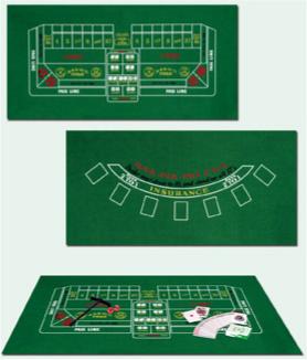 Blackjack and Craps Game Felt Set with Rake