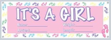 It's a Girl Sign Banner, 63 x 21 Inches