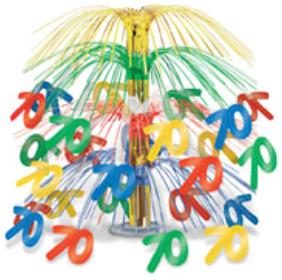 Multicolor 70th Birthday Cascade Centerpiece, 18 Inches