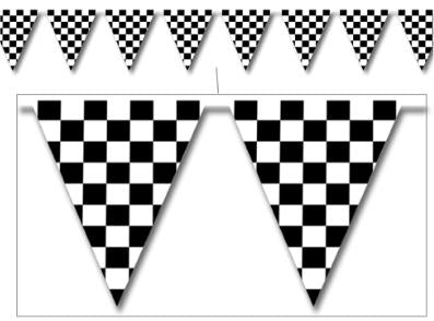 Checkered Pennant Banner, 11 Inches x 12 Feet