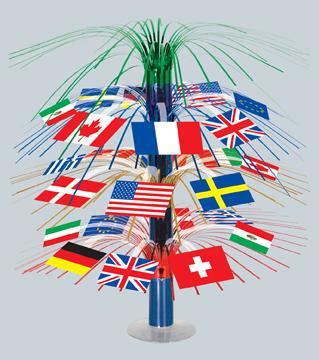 International Flag Cascade Centerpiece, 18 Inches