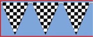 Black and White Checkered Pennant Banner, 30 ft
